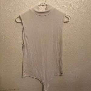 White Philanthropy Sleeveless Mock Neck Body Suit